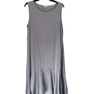Cynthia Rowley Linen Blend Sleeveless Dress Size L Lavender Gray Ruffle Hem